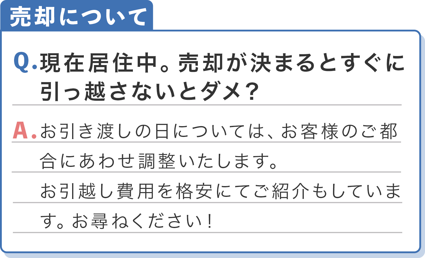 売却について